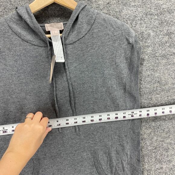 New Forever 21 Top Women M Medium Gray Sleeveless Hooded Viscose - Picture 9 of 11